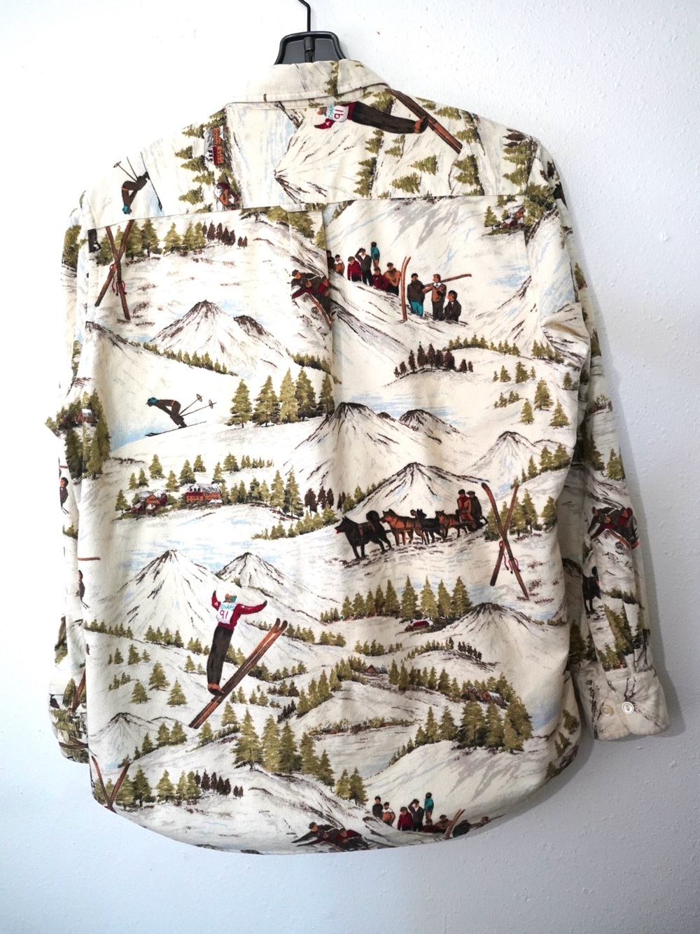 Chaps Ralph Lauren Vintage Ski Scene Flannel Shirt Size Large - Picture 4 of 10